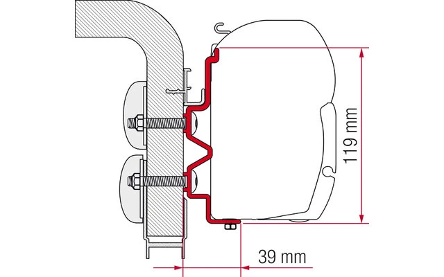 Fiamma Markisenadapter Hymercamp Wandmontage 300 Fiamma Markisenadapter Hymercamp Wandmontage 300 -Zeltladen 235092 2375161