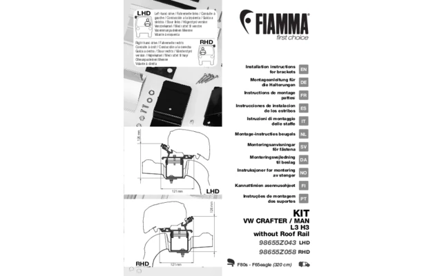 Fiamma Kit VW Crafter H3 / L3 RHD Markisenadapter für Fiamma F80 / F65 Rechtslenker Fiamma Kit VW Crafter H3 / L3 RHD Markisenadapter Für Fiamma F80 / F65 Rechtslenker -Zeltladen 562103 3716081