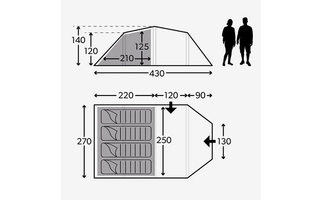 Kampa Mersea 4 Campingzelt mit Stangen für 4 Personen 430 x 270 x 140 cm Kampa Mersea 4 Campingzelt Mit Stangen Für 4 Personen 430 X 270 X 140 Cm -Zeltladen 610383 4418987