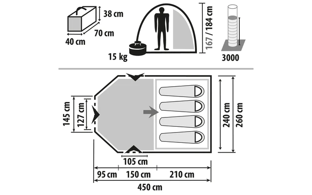 Berger Zelt Campo 4 Air schwarze Schlafkabine Berger Zelt Campo 4 Air Schwarze Schlafkabine -Zeltladen 675975 4609935
